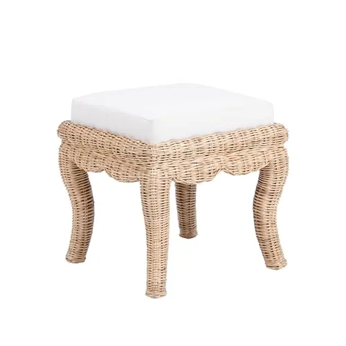 JONATHAN Y Rowan 19.7 Inch Coastal Woven Rattan Vanity Stool