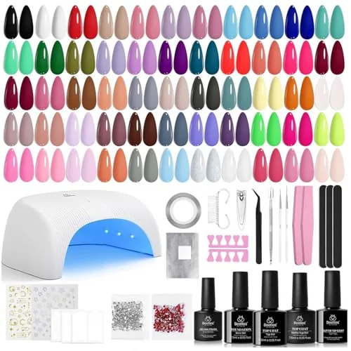 Beetles Gel Nail Polish Kit with UV Light, 80 Pieces, 55 Colors