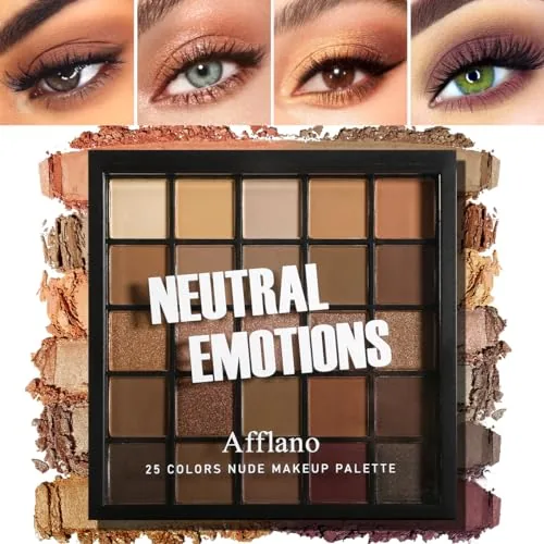 BEUSELF Nude Neutral Eyeshadow Palette, 25 Color Matte Shimmer Brown Gold