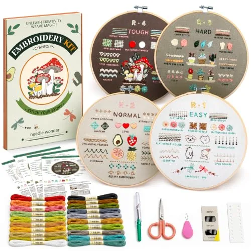 CYANFOUR Embroidery Kit for Beginners with Step-By-Step Guidance and Videos