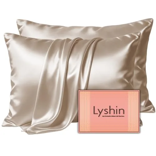 LYSHIN Silk Pillow Cases, 2 Pack, Standard Size