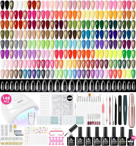 VANREESA 148 Piece Gel Nail Kit with UV Light, Drill plus Almond Tips