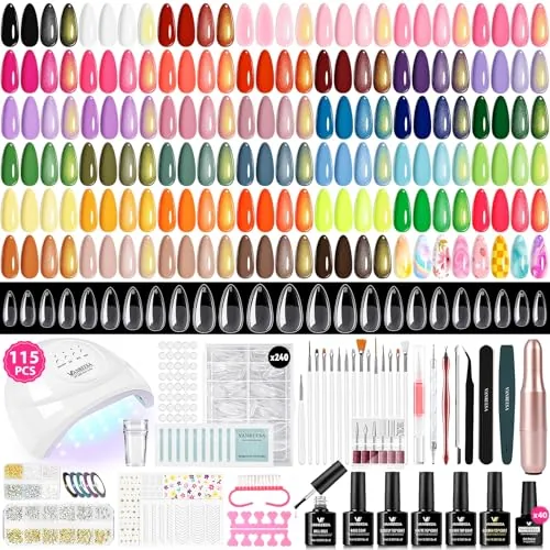 VANREESA 115 Piece Gel Nail Kit with UV Light, Drill plus Almond Tips