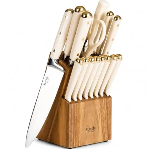 Martha Stewart Lockton 16-Piece High Carbon Stainless Steel Knife Block Set