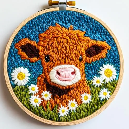 DIY Punch Needle Kit (Highland Cow, 20x20 cm)