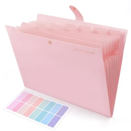 SKYDUE Expanding File Organizer with 8 Pockets and Labels
