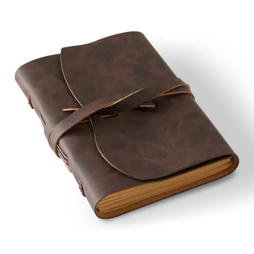 RILIHO Small Leather Journal Notepad, Mini Journal, 4.8 by 6.5 Inches