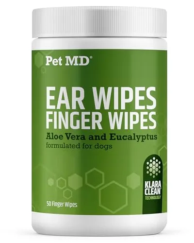 Pet MD Dog Ear Finger Wipes with Eucalyptus and Aloe Vera
