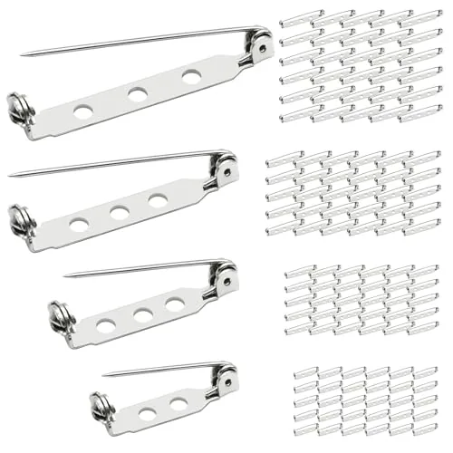 keepsweat 120 Pcs Metal Bar Pin Backs, 4 Sizes 20-38mm