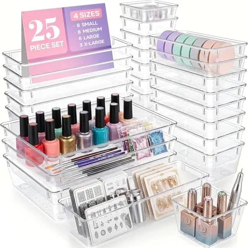 Asnews Clear Drawer Organizers Set