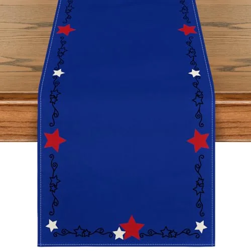 Artoid Mode Blue Patriotic Stars 210 GSM Table Runner