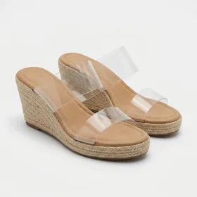 CUSHIONAIRE Brit Clear Slip-On Espadrille Wedge Sandals