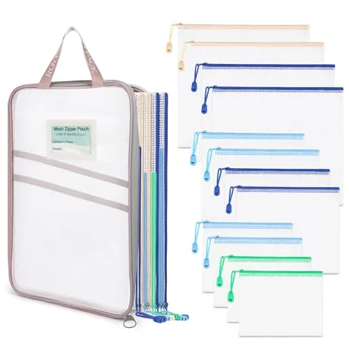 ROYPACK Mesh Zipper Pouch Set with Organizer Bag, Waterproof